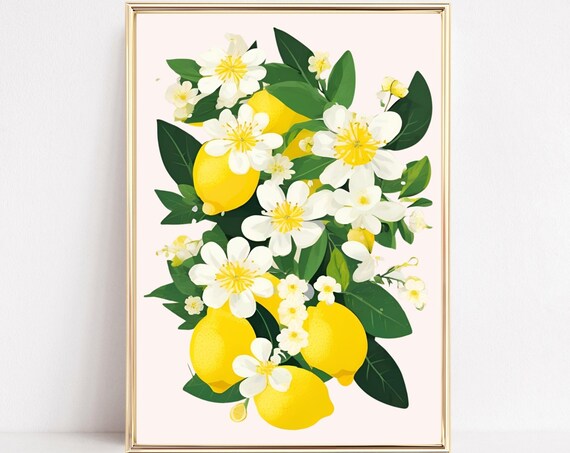 Lemon Wall Art Kitchen Print Lemon Wall Decor Citrus Artwork Fruit Market Poster Trending Art Prints Abstract Lemon Illustration