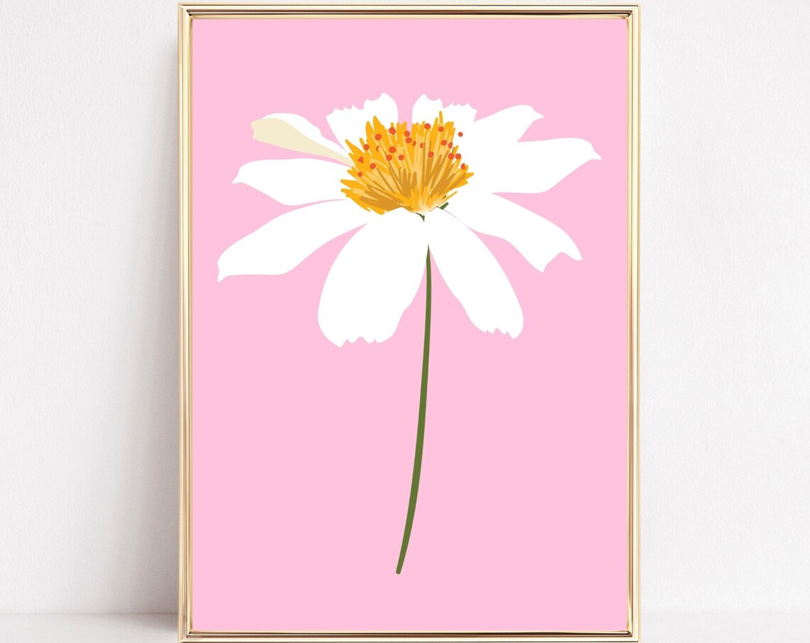 Daisy Flower Art Print, Boho Floral Botanical