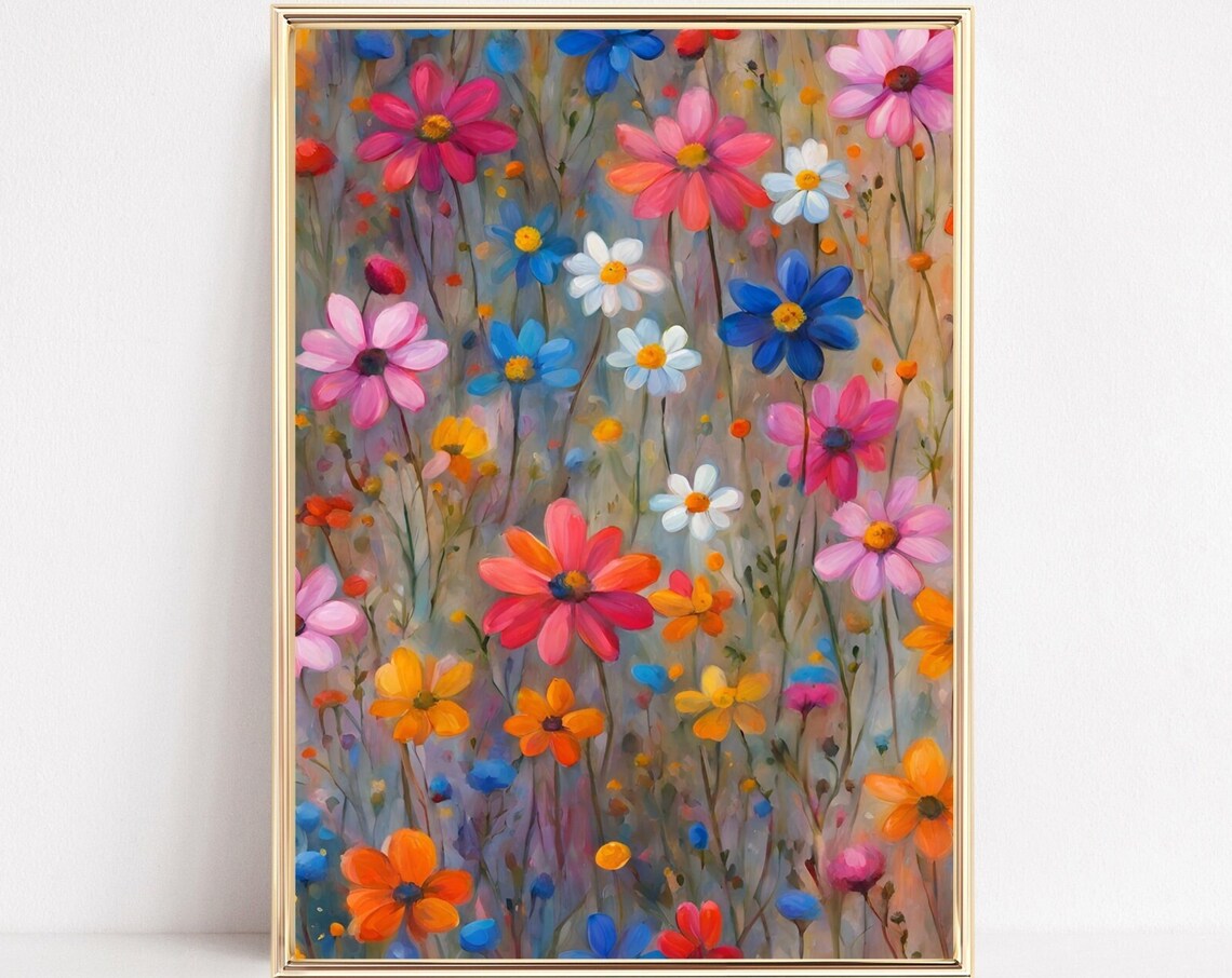 Colorful Wildflower Meadow Art Impressionist Bloom Field Print