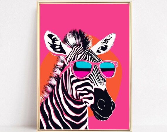 Zebra Sunglasses Pop Art Pink Retro Cool Safari Animal Print