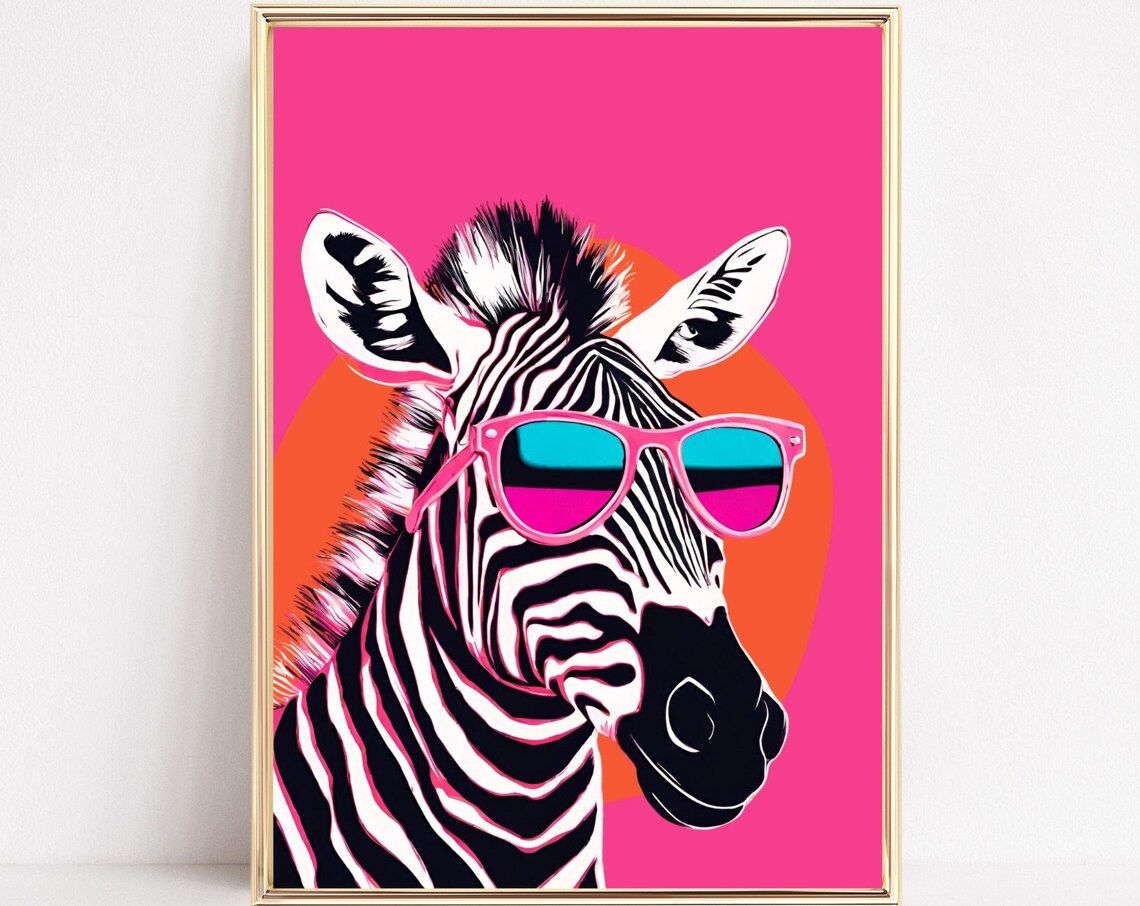 Zebra Sunglasses Pop Art Pink Retro Cool Safari Animal Print