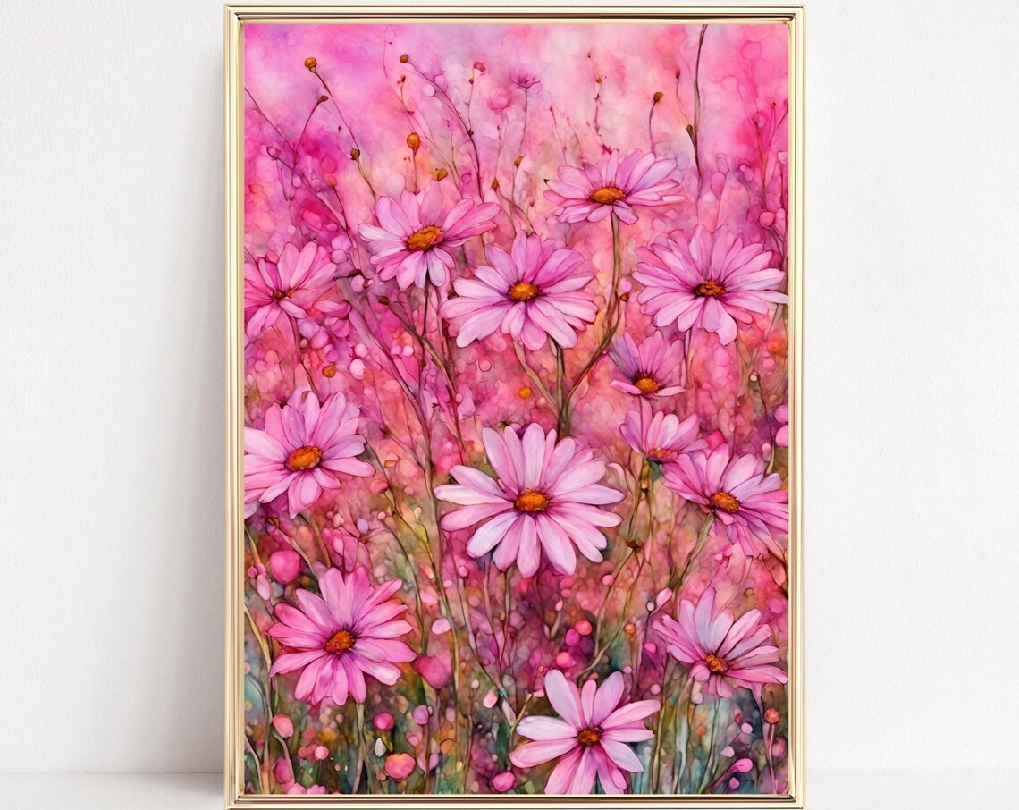 Colorful Daisy Boho Floral Illustration Art Print