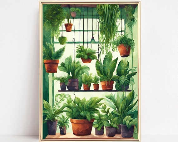 Botanical Indoor Houseplants Watercolor Art Print