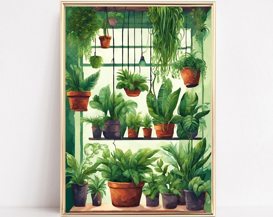 Botanical Indoor Houseplants Watercolor Art Print