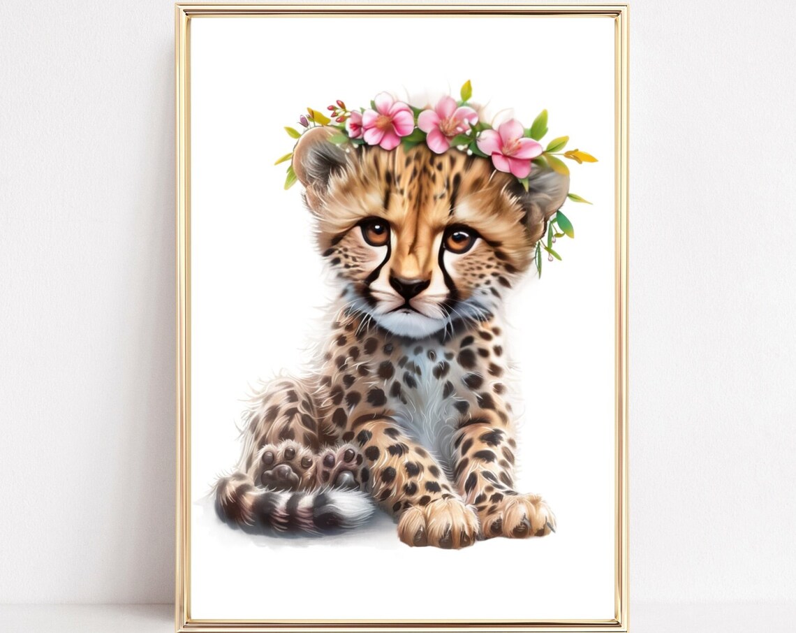 Baby Cheetah Nursery Art Print, Cute Safari Animal
