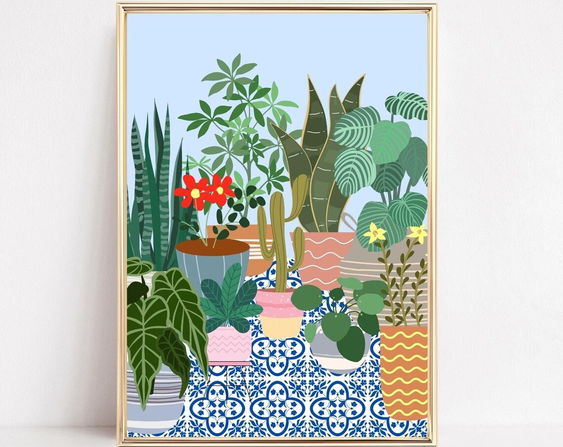 Victorian Botanical House Plants Art Print