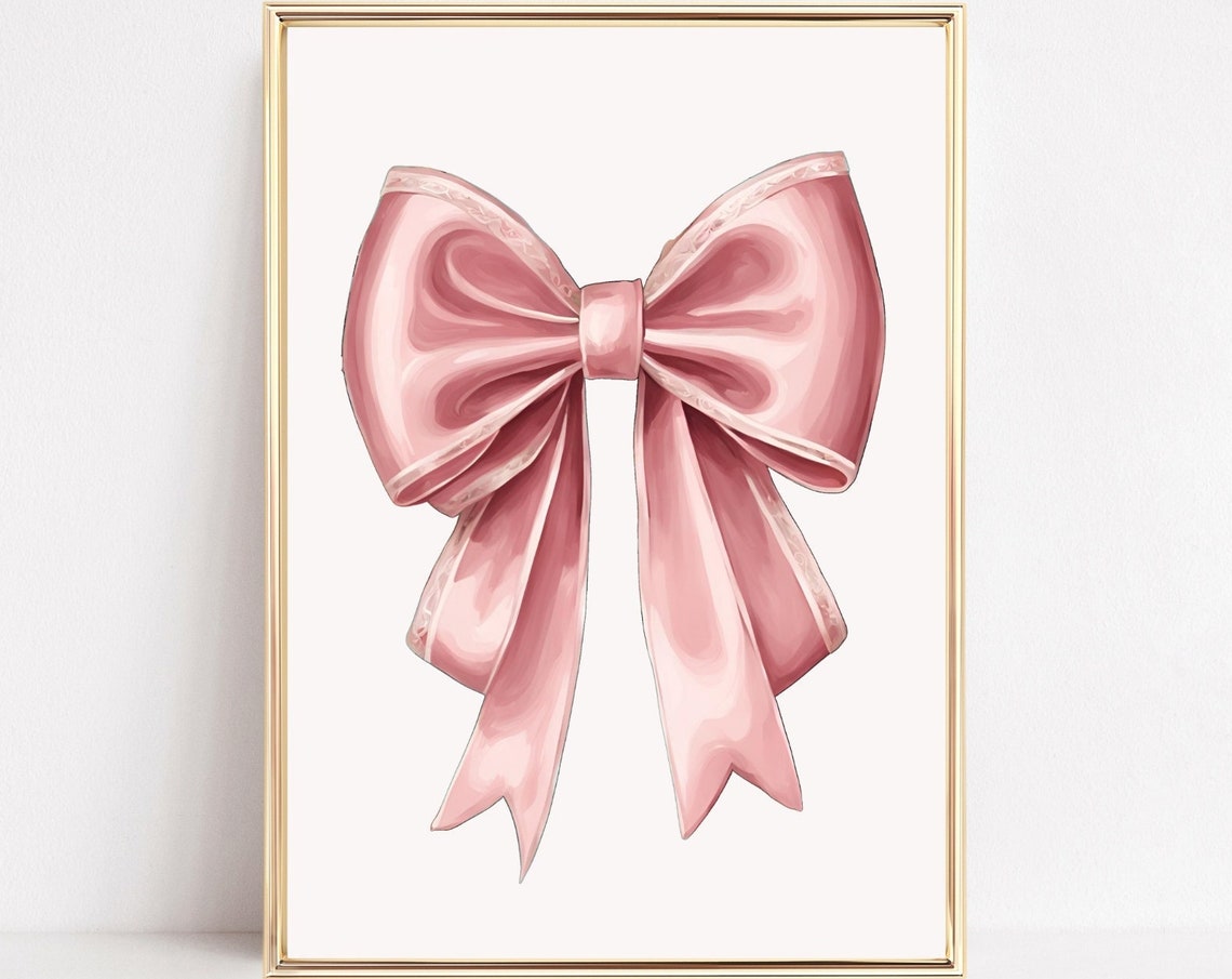 Dusty Pink Satin Bow Minimal Elegant Chic Single Wall Poster