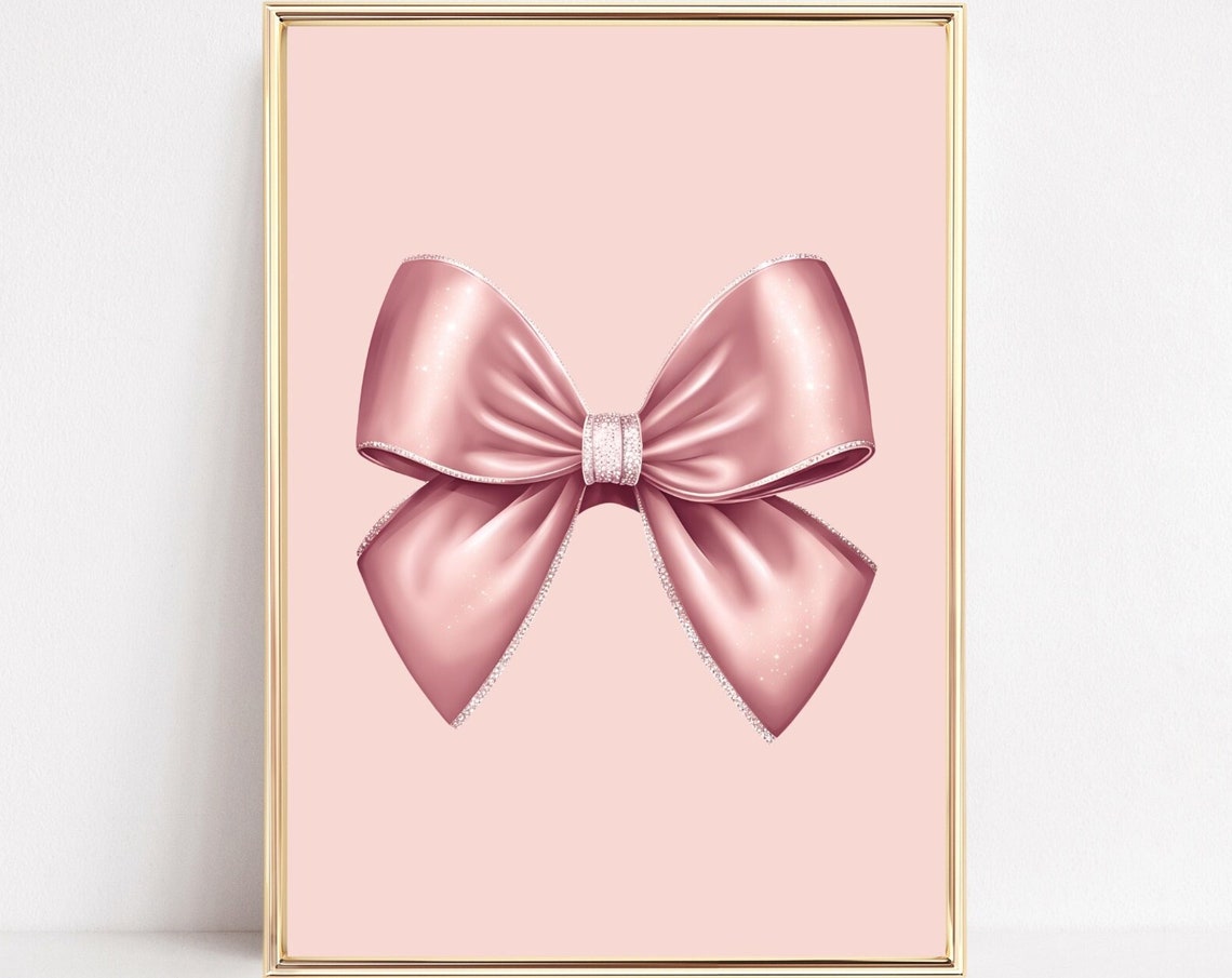 Pink Satin Bow Blush Background Elegant Minimalist Art Poster