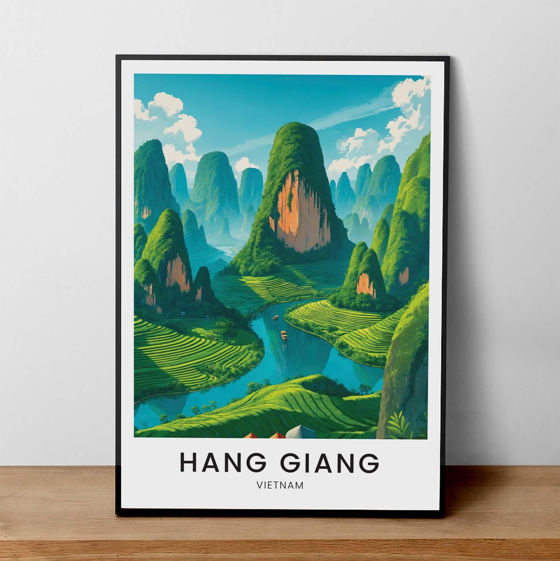 Hang Giang Vietnam Limestone Karst Rice Terraces Travel Poster