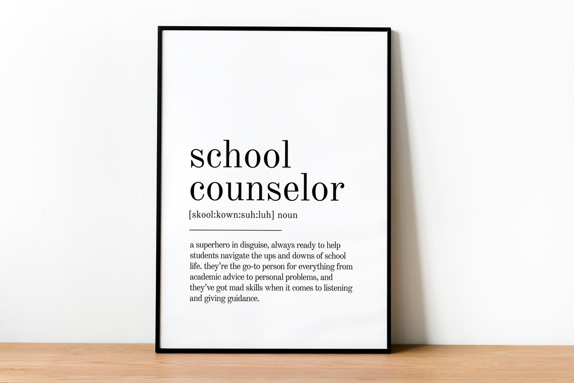 School Counselor Dictionary Definition Minimalist Typography Gift Poster - Image 2