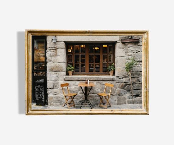 Rustic Cafe Oil Painting Print European Bistro Scene 5 Pdf Files