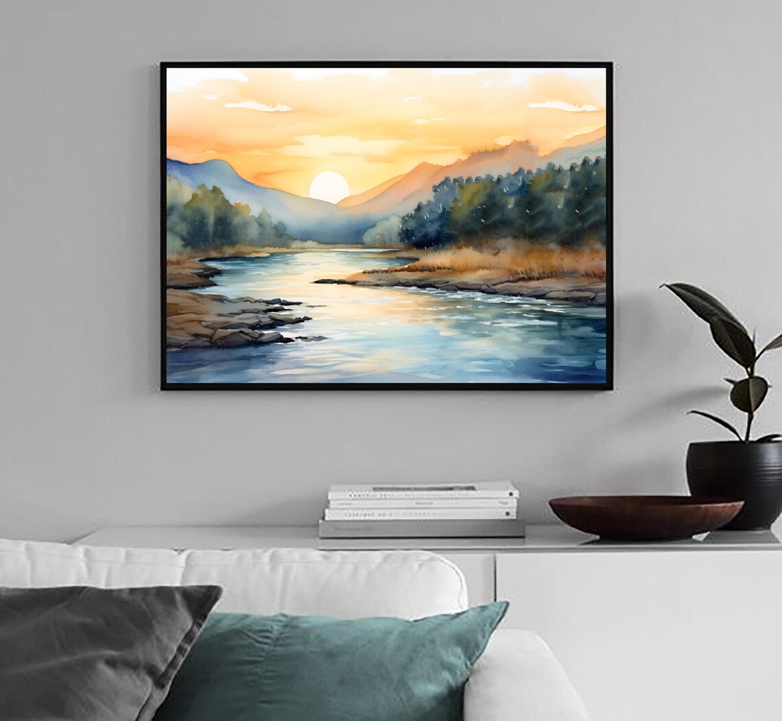 Roanoke River Watercolor Art Print, Blue Ridge Mountains - Image 3
