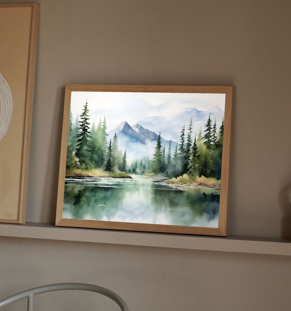 Lake Lure Appalachian Misty Lake Forest Peak Watercolor Poster - Image 4
