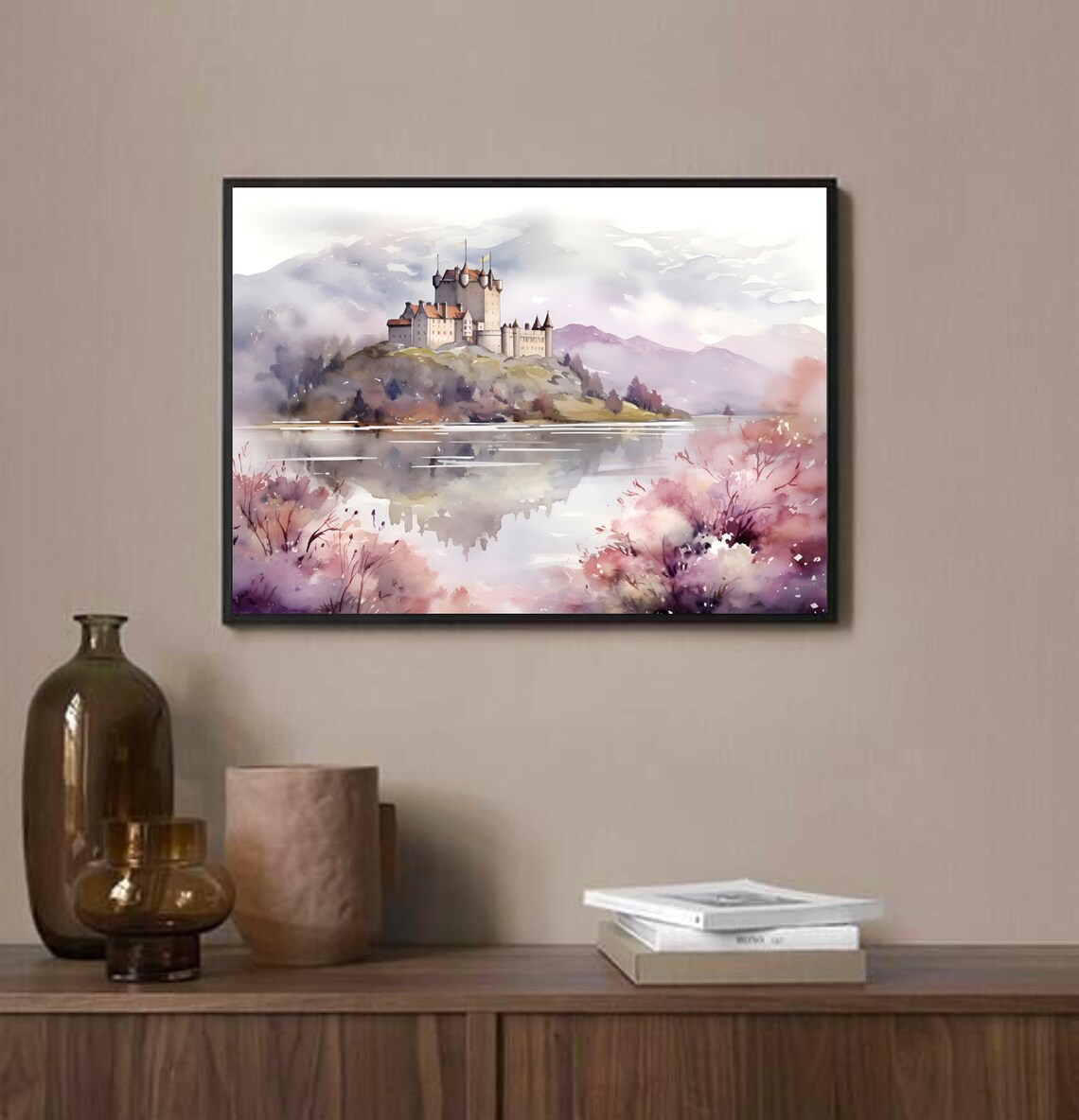 Scottish Castle Watercolor Art Print, Highland Landscape - Image 2