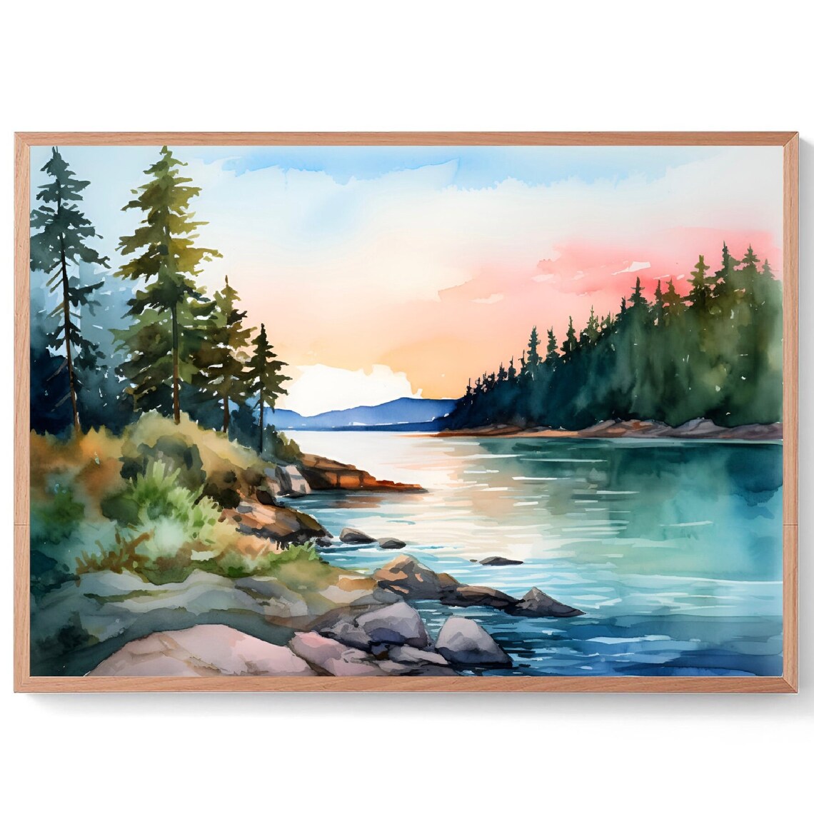 Middle Fork Salmon River Watercolor Landscape Art Print