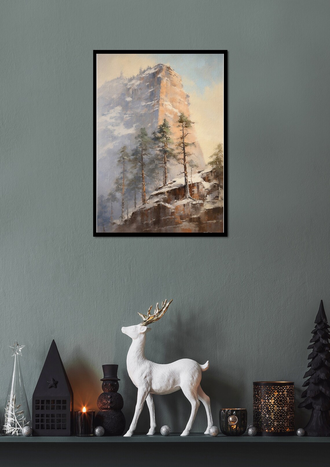 Western Cliffs 03, Vintage Style Christmas Art Print - Image 3
