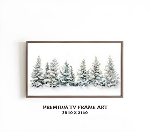 Snowy Winter Forest Minimalist Christmas Tree Farm TV Art Print