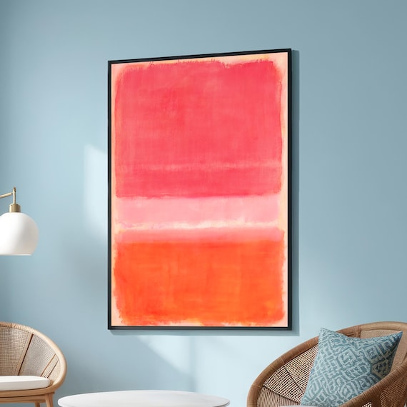 Pink Orange Abstract Color Field Modern Minimalist Canvas Poster