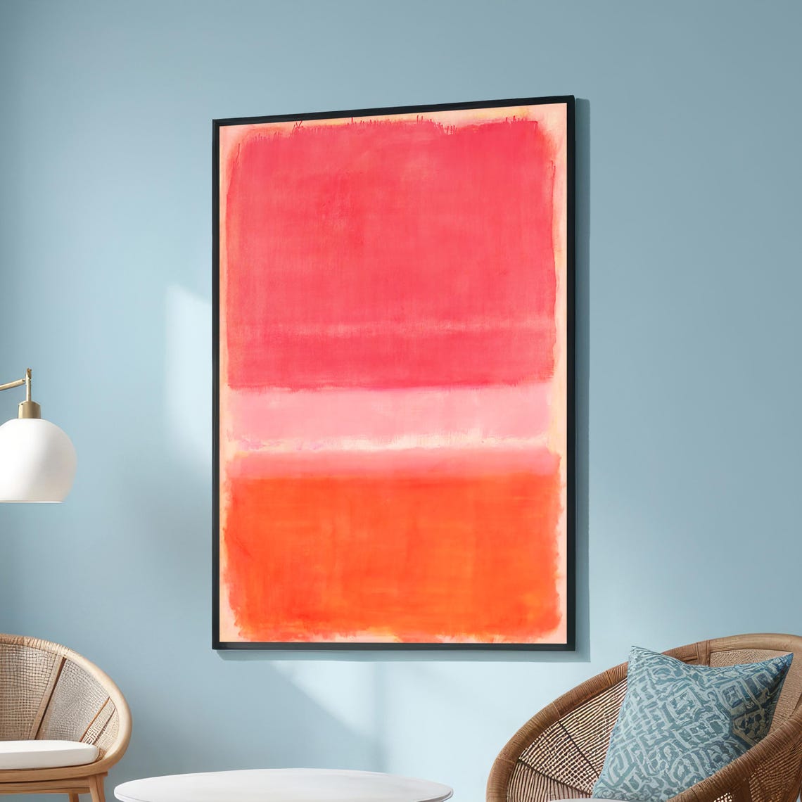 Pink Orange Abstract Color Field Modern Minimalist Canvas Poster