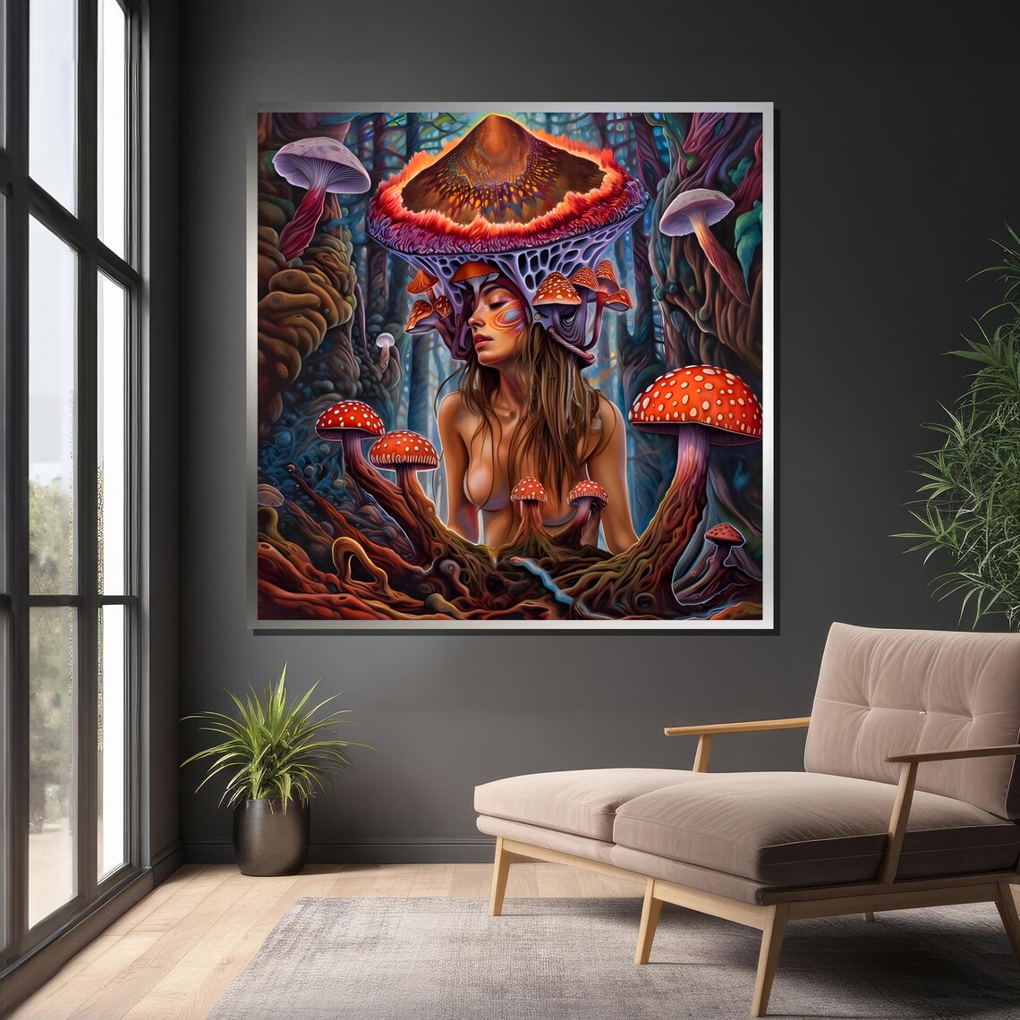 Surreal Woman And Mushroom Fusion, Psychedelic Art - Image 4