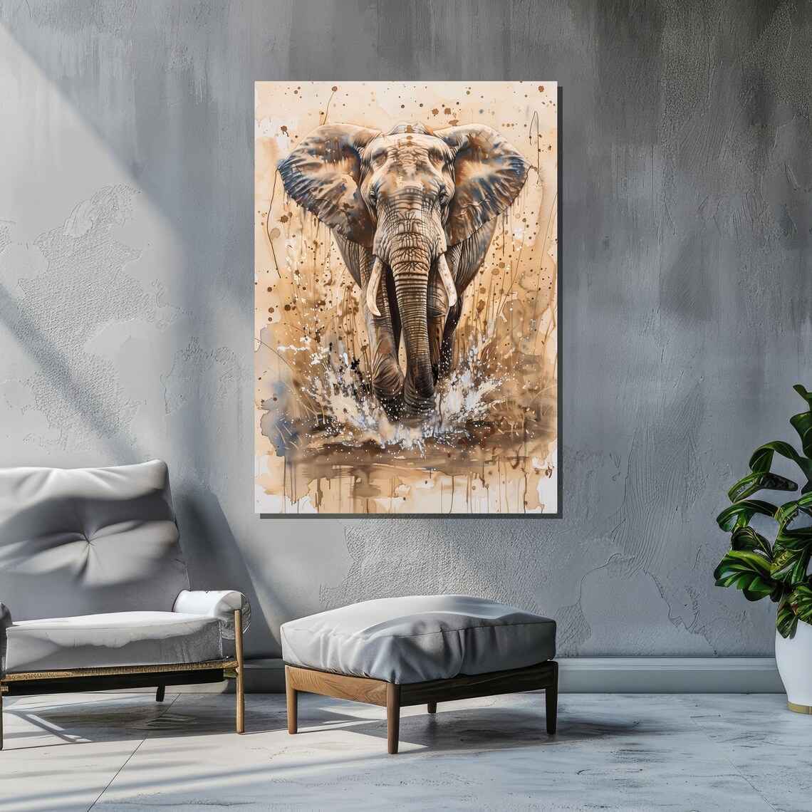 Majestic Elephant Art Print, Watercolor Wildlife Decor - Image 4