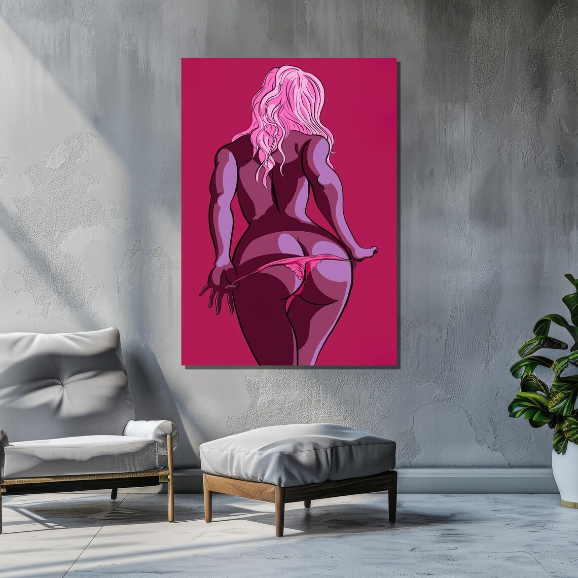 Bold Pop Art Woman in Pink, Contemporary Decor - Image 2
