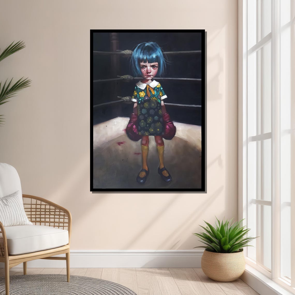 Girl With Boxing Gloves - Modern Realism Art Print - Image 2