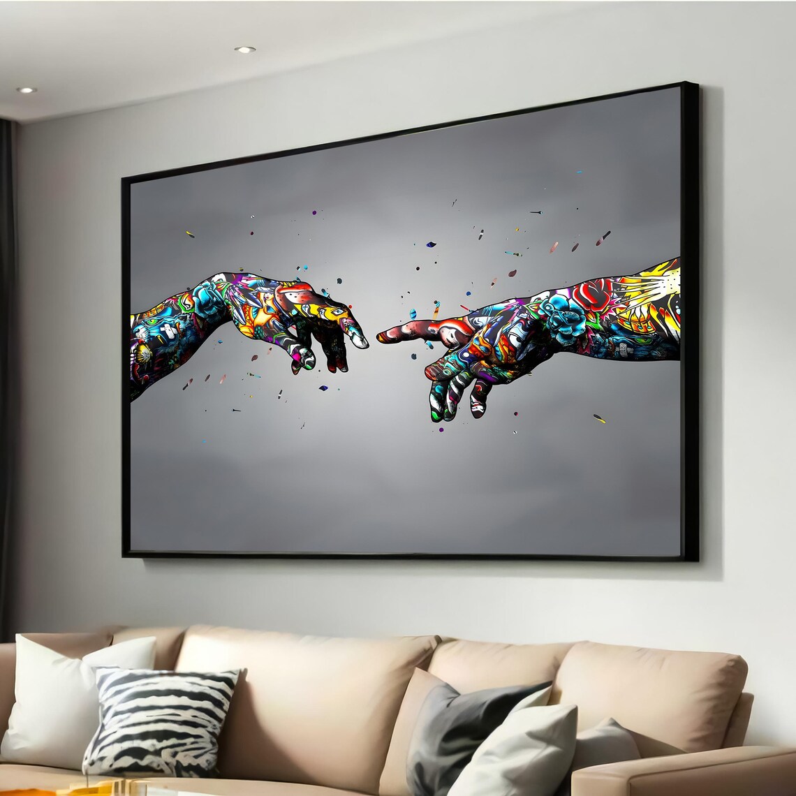 Graffiti Creation of Adam Hands Pop Art Print