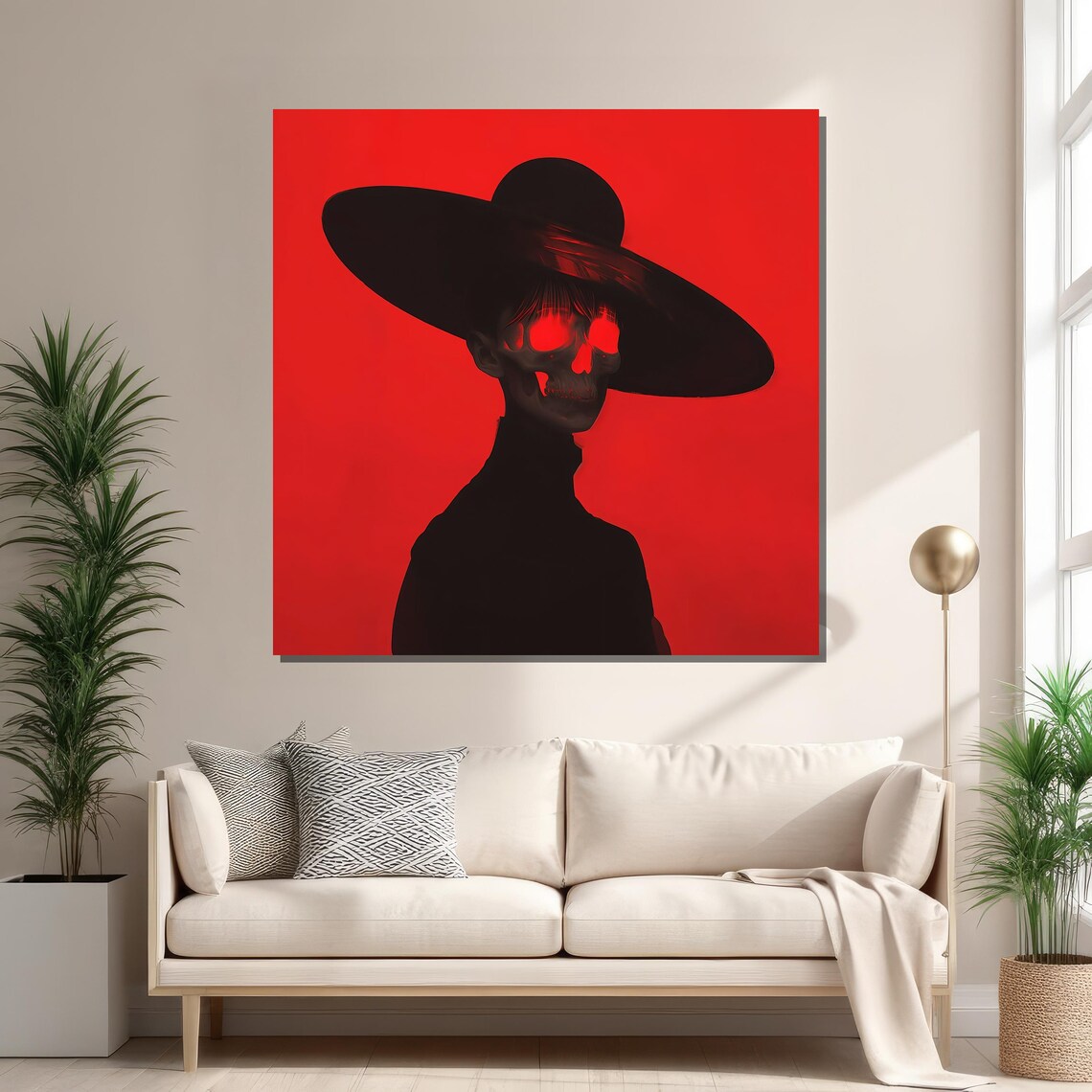 Edgy Skull Portrait, Modern Surrealist Halloween Decor - Image 2