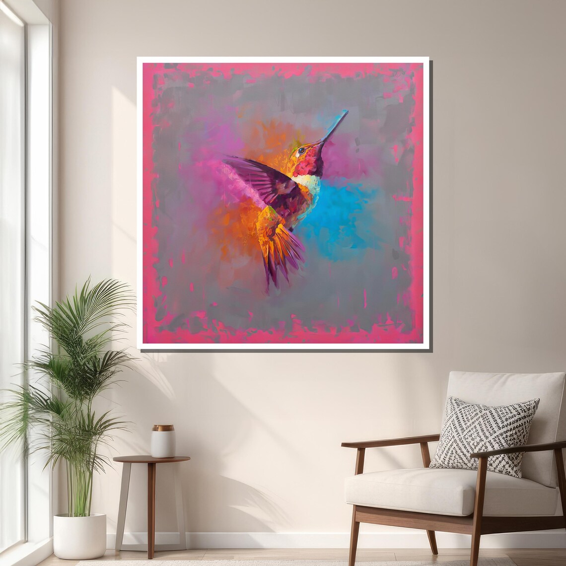 Colorful Hummingbird By Jamel Akib, Abstract Bird Art - Image 3
