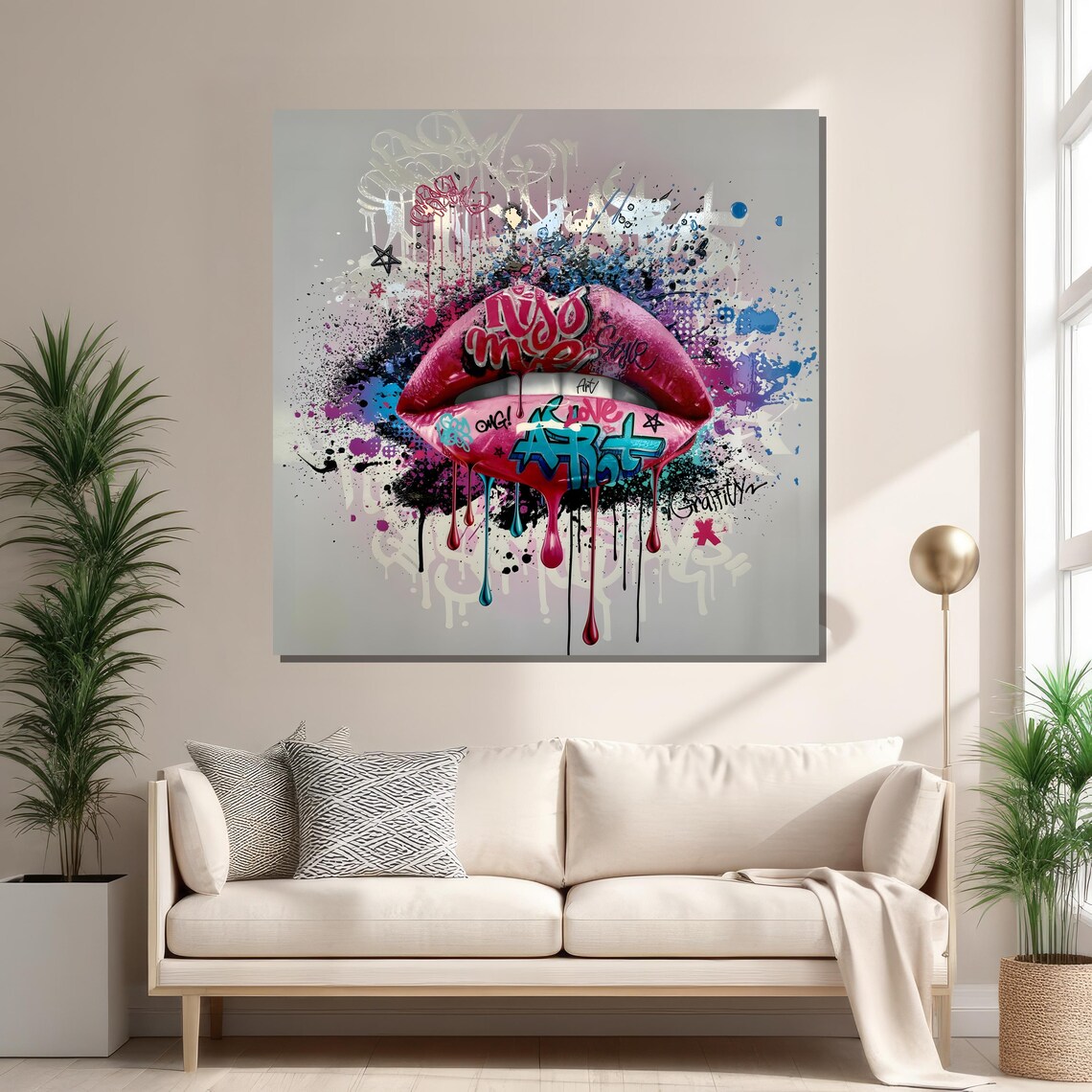 Graffiti Lips, Colorful Pop Art Wall Art - Image 2