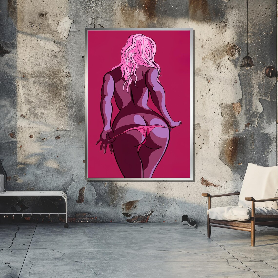 Bold Pop Art Woman in Pink, Contemporary Decor - Image 5