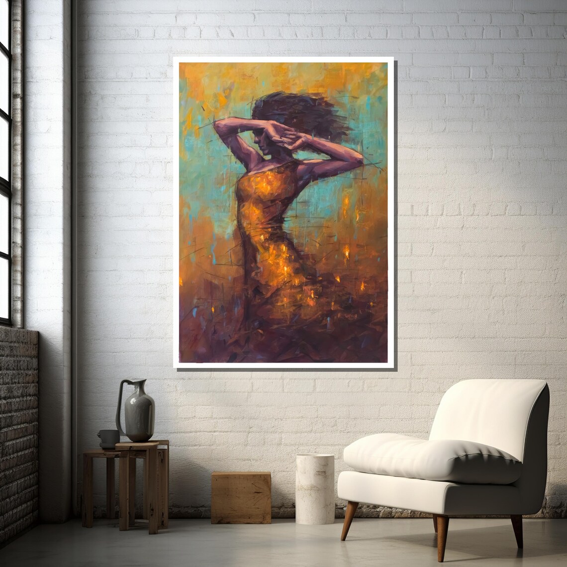 Fiery Woman Abstract, Bold Modern Movement Art - Image 3