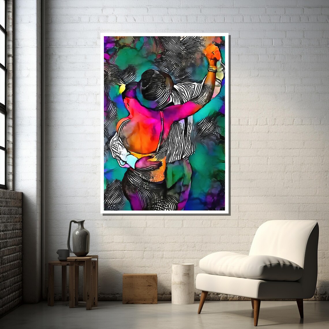 Abstract Couple Dancing Tango Embrace Art Print - Image 6