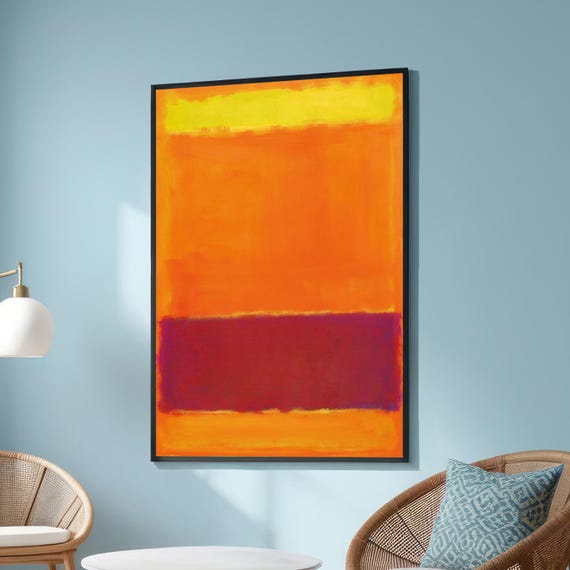 Mark Rothko Inspired Abstract Yellow Orange And Maroon Color Block Painting Large Canvas Art For Living Room Vibrant Wall Decor