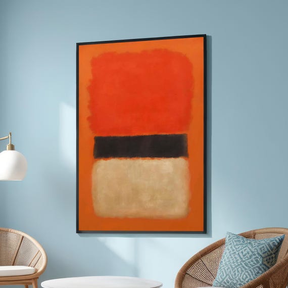 Mark Rothko Inspired Abstract Red Orange And Black Canvas Wall Art Large Color Block Painting Minimalist For Living Room Decor