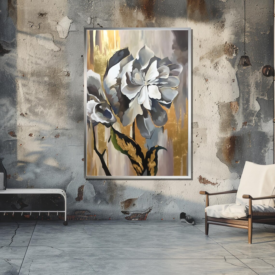 Elegant White Rose, Modern Floral Art Print - Image 4