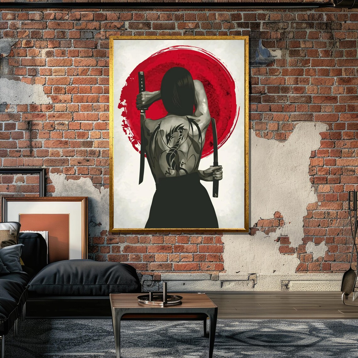 Female Samurai With Dragon Tattoo, Modern Warrior Art - Image 6