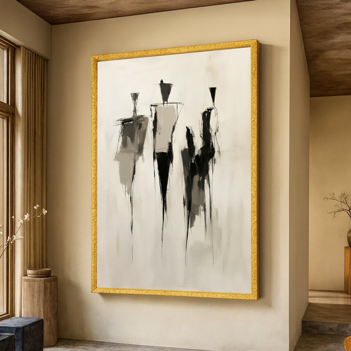 Abstract Figures Art Print, Modern Minimalist Painting