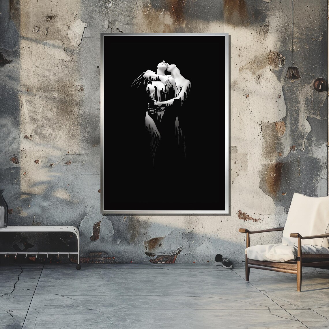 Abstract Lovers Embrace, Minimalist Surrealist Art - Image 5