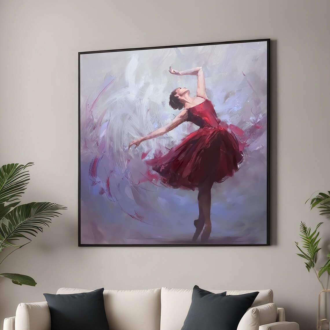 Elegant Ballerina In Red, Graceful Ballet Dance Art
