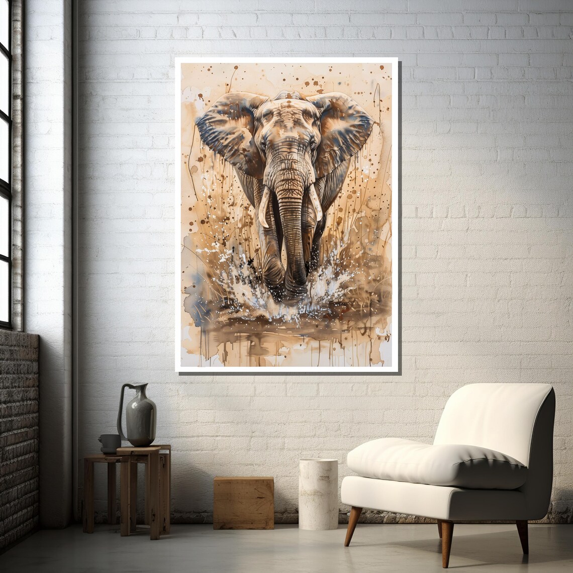Majestic Elephant Art Print, Watercolor Wildlife Decor - Image 2