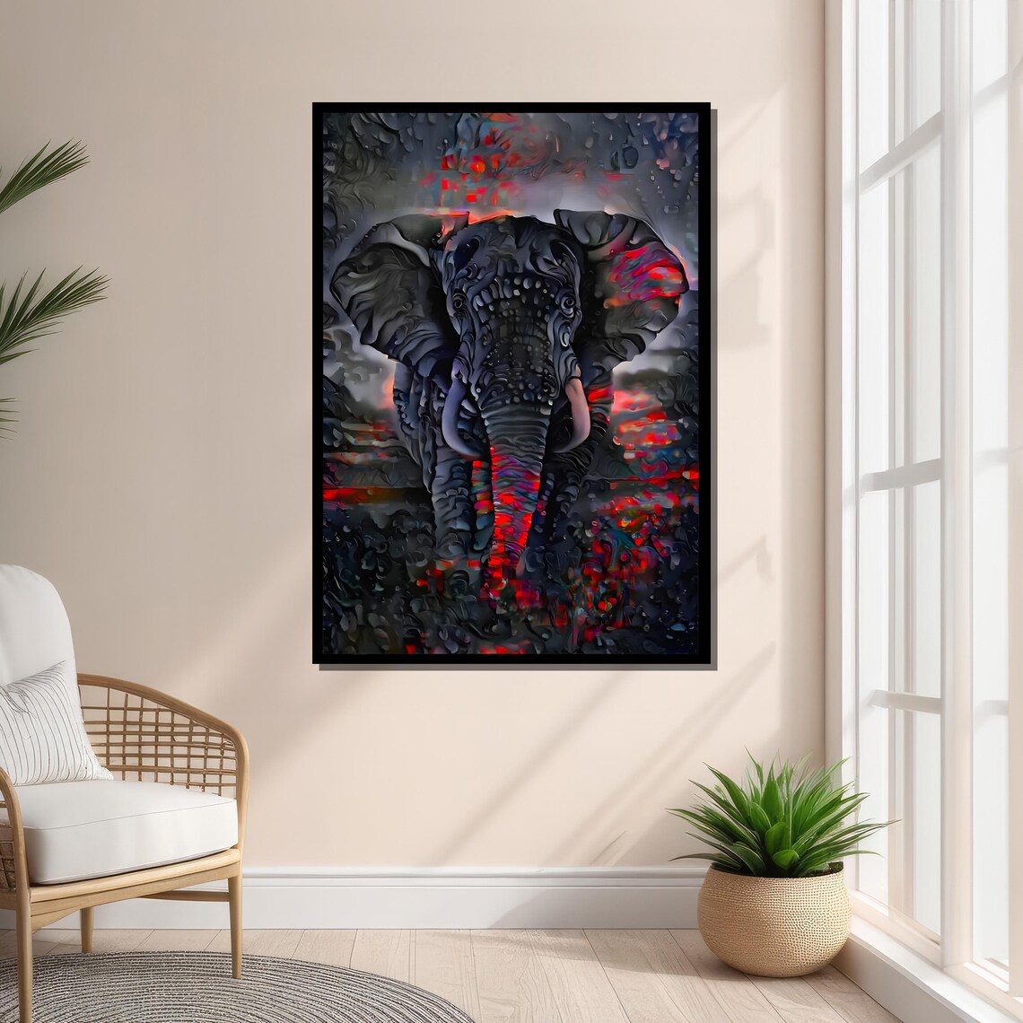 Abstract Elephant Art Print, Surreal Wildlife Decor - Image 2