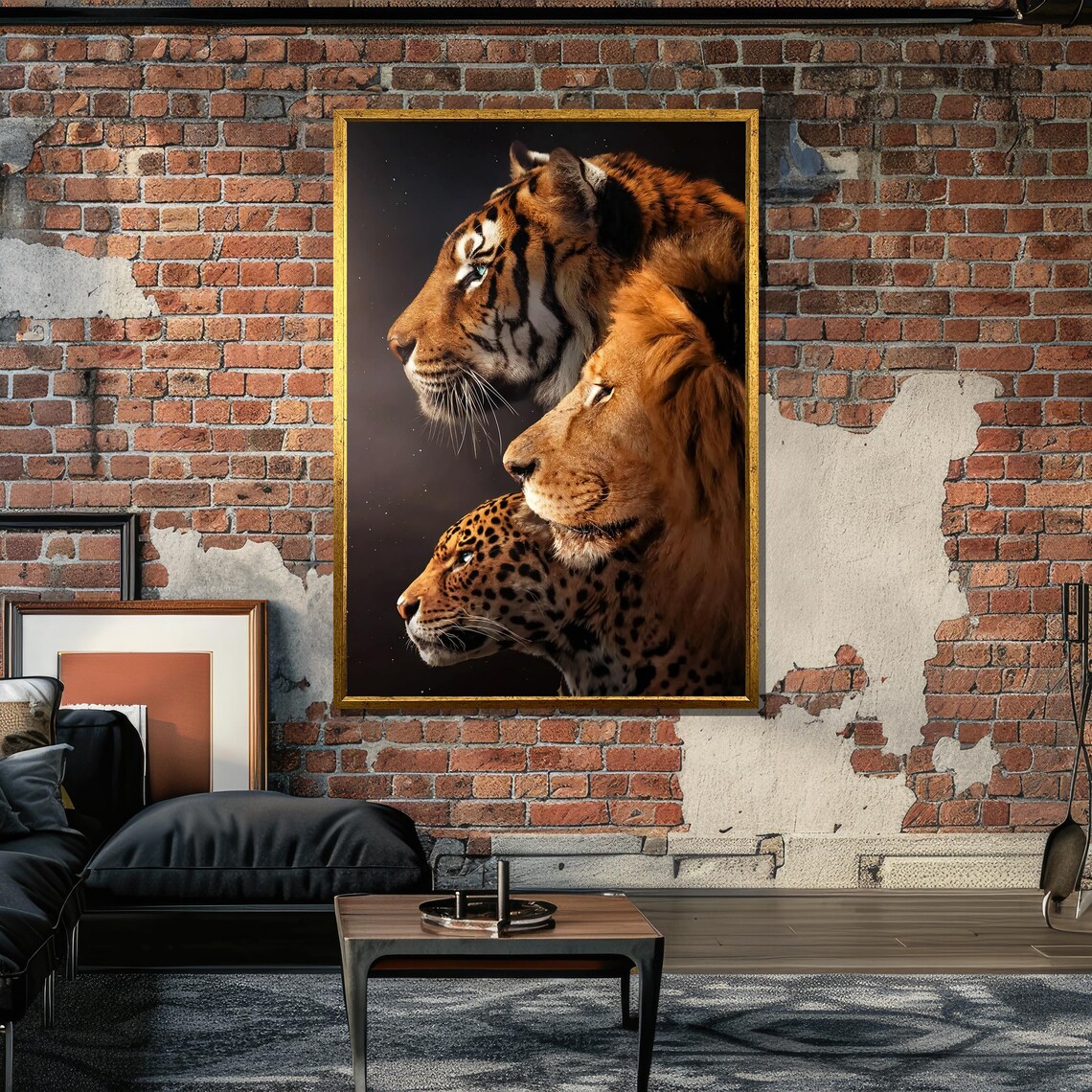 Lion Tiger Majestic Big Cats, Realistic Wildlife Art - Image 6