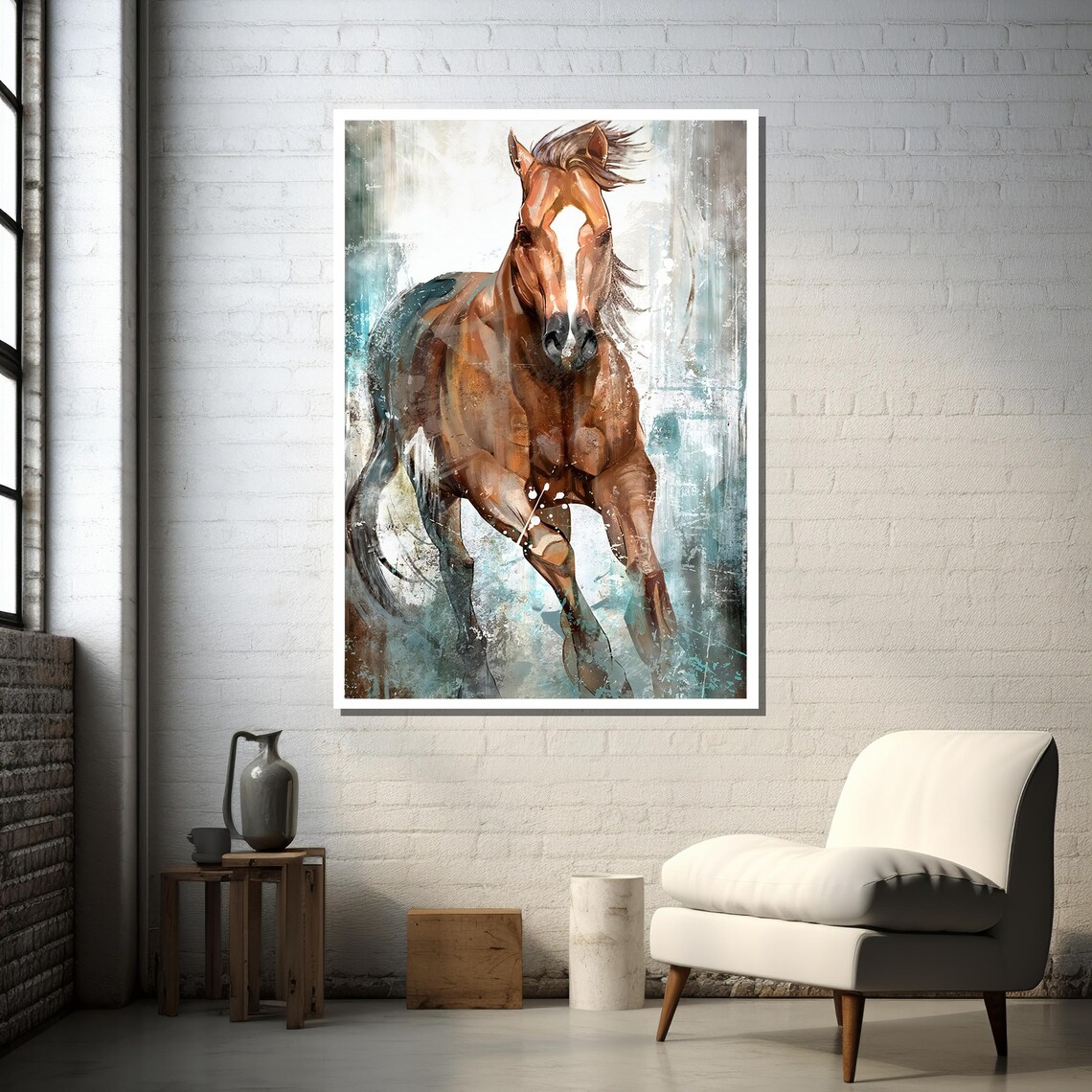 Running Horse Art Print, Abstract Animal Decor - Image 3