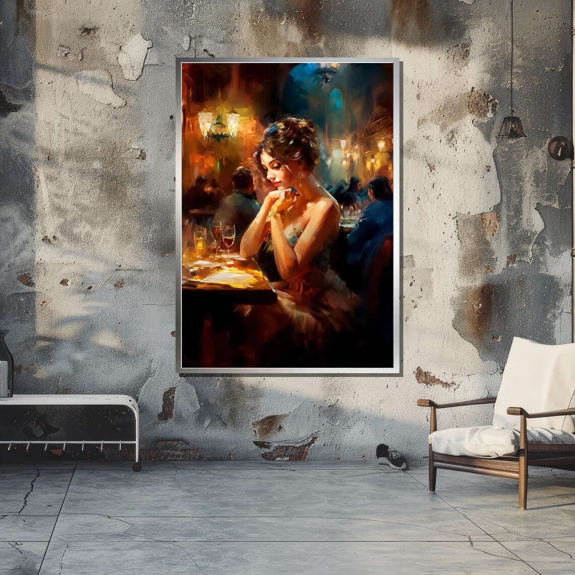 Romantic Evening Woman, Elegant Impressionist Scene - Image 5