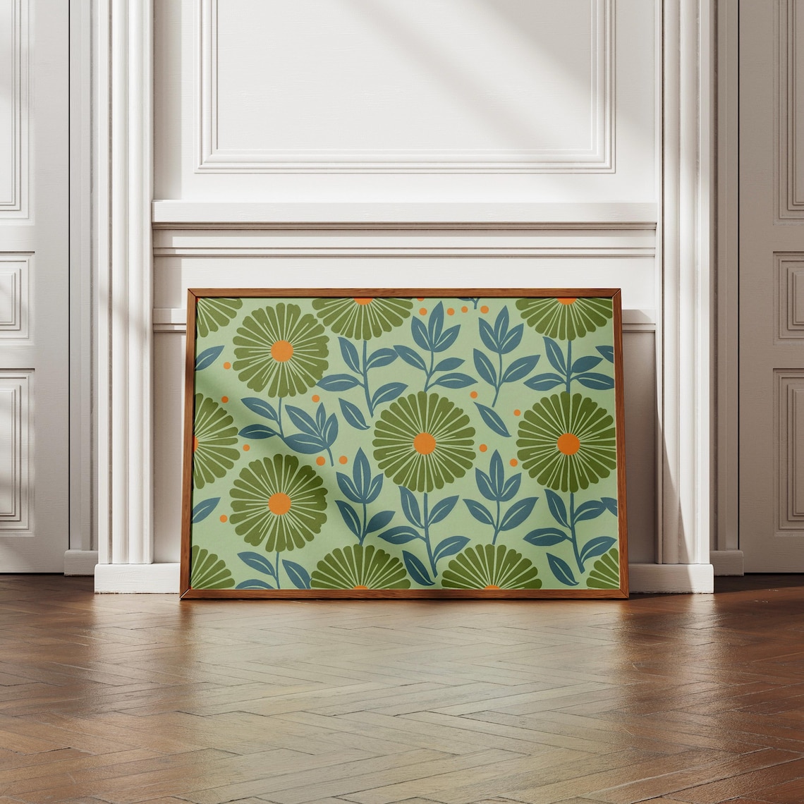 Matisse Green Minimalist Abstract Botanical Art Print