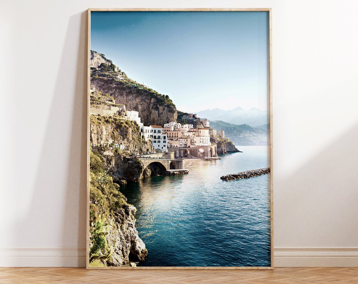 Amalfi Coast Italy Seaside Cliff Town Travel Photography Poster