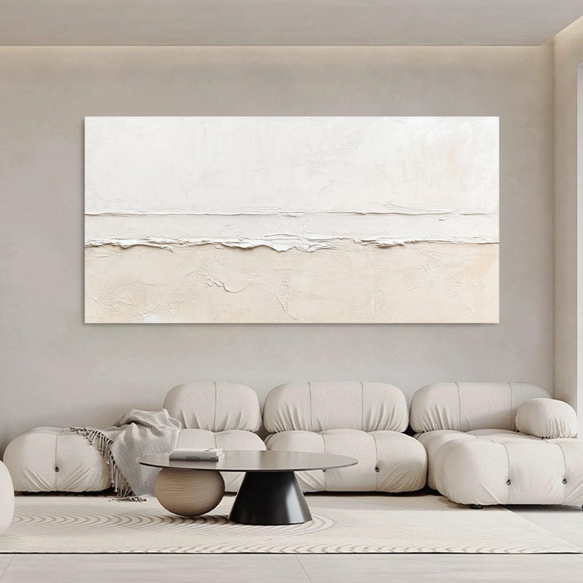 Cream Minimalist Textured Abstract Neutral Plaster Lines Poster - Image 2