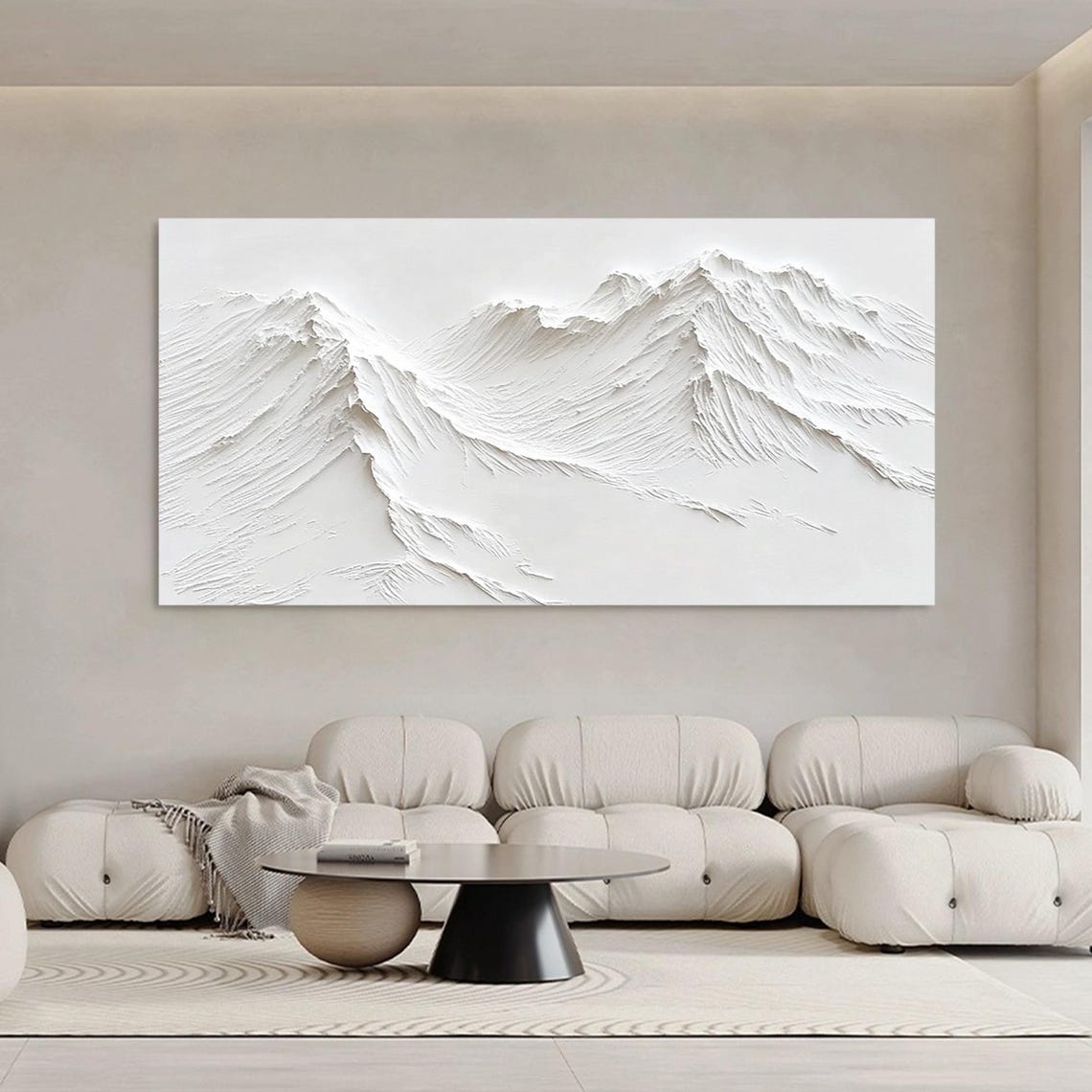 White Mountain Range Textured Panoramic Snowy Peaks Minimal Poster - Image 2